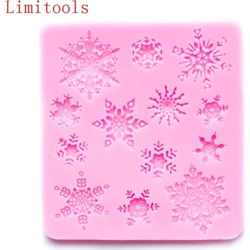 3D Christmas Snowflake Shape Silicone Molds Fondant Cookie Mold Candy Cake Decorating Moulds Kitchen Baking Tool Cake Decoration