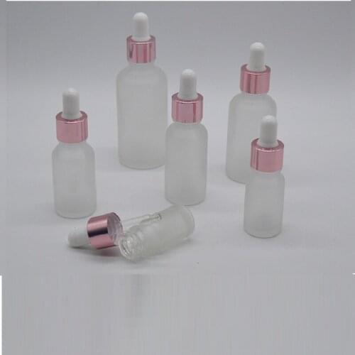 Rose Gold 5~100ml Glass Dropper Bottle Frosted Liquid Aromatherapy Refill Drop for Essential Oil Massage Pipette Bottle 15pcs