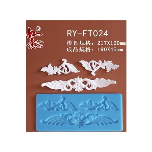 Ry-ft024 Food grade silicone mould 21.7x10cm flower vine sugar lace mat decoration for cupcake baking ware sugar craft mold