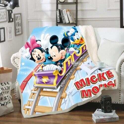 Mickey Minnie Mouse Play Game Pattern Plush Blanket Throw for Bed Sofa Bedding Sherpa Quilt Blanket Children Kid Girls Boys Gift