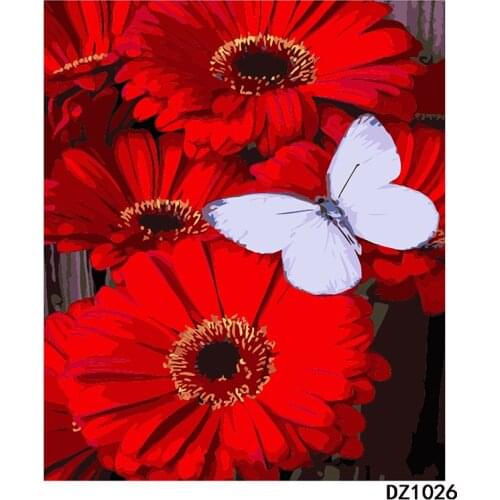 Safflower Butterfly Flower 40x50CM DIY Digital Painting By Numbers Modern Wall Art Oil Painting Holiday Gift Home Decor Big Size