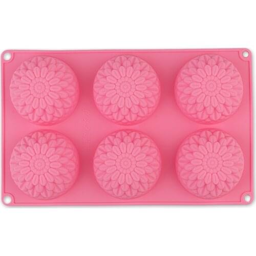 Silicone Cake Mold Flower Shape Cupcake Mold 6 Cells Food Grade Silicone Baking Mold For Pudding Chocolate Cake Soap