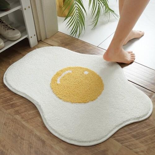 Cute Cartoon Poached Eggs Bathroom Floor Mats Absorbent Non-slip Rugs Soft Carpet Entrance Doormat for Living Room Bedroom