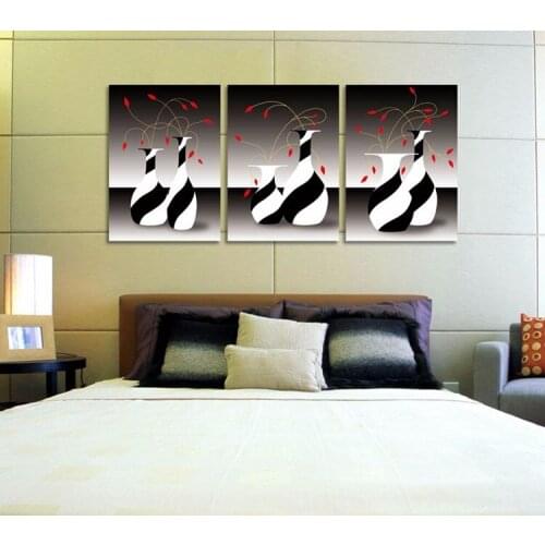 Modern Wall Art Living Room Decor Unframed 3 Piece Hd Picture Canvas Print Painting Lover Abstract Flower vase Contemporary
