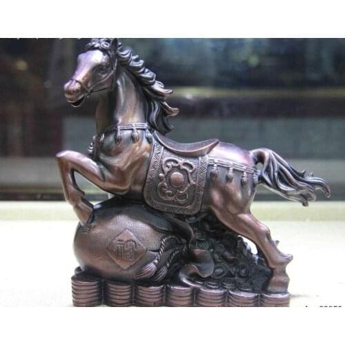 China Palace Copper Bronze Wealth Money YuanBao Zodiac Year Horse Animal Statue