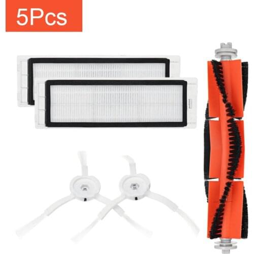 5PCS Mi Robot Vacuum Cleaner Parts Replacement Kit for Xiaomi Robo2 Robot S50 S51 Main Brush Filters Side Brushes Accessories