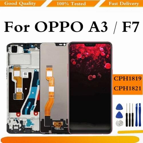LCD For OPPO F7 A3 LCD Display CPH1819 CPH1821 Touch Screen Digitizer Assembly Replacement With Frame Spare Part