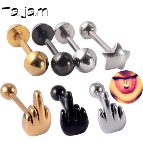 1PC Punk Tongue Nail Middle Finger Surgical Steel Anodizing Prevent Allergic Tongue Barbells Sexy Unisex Body Piercing Jewelry