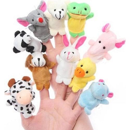 10pcs Finger Puppets Cloth Plush Doll Baby Educational Hand Cartoon Animal Toys