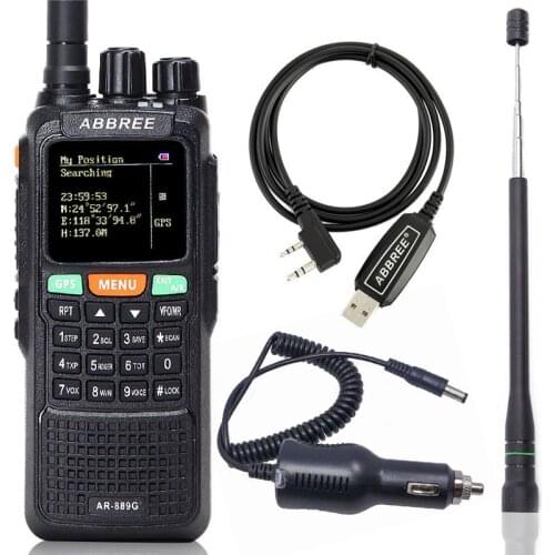 ABBREE AR-889G Walkie Talkie GPS SOS 10W Night Backlight Duplex Repeater Dual Cross Band Receiving Portable CB Two Way Radio