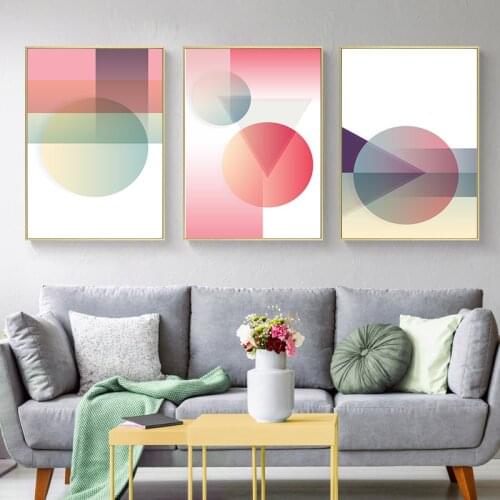 Nordic Style Abstract Colorful Geometric Pattern Paintings on Canvas Minimalist Poster Print Wall Art Picture Living Room Decor