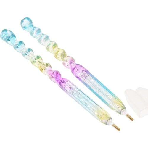 2PCS 5D Diamond Painting Embroidery Tools Colorful Point Drill Pen For DIY Craft Accessories Diamond Mosaic Kit