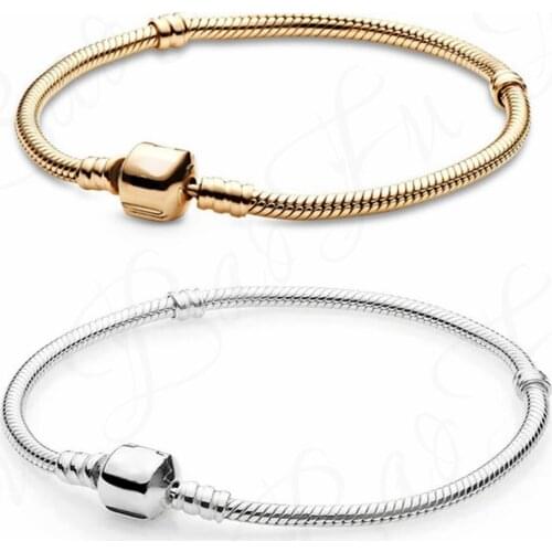 BaoFuNew 100% 925 Sterling Silver Classic 2 Color Snake Chain Womens Bracelet Sterling Silver Jewelry