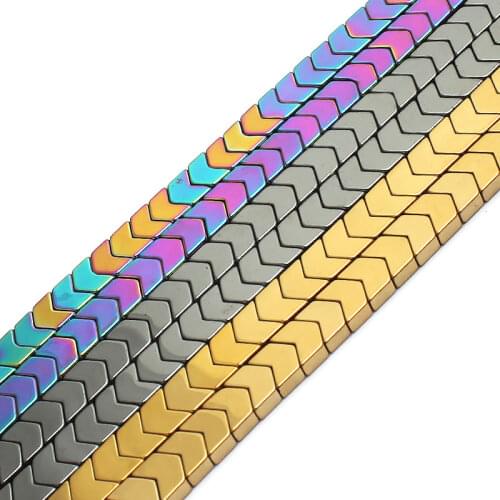 High quality Natural Stone Beads 6*5mm V shape Gold/Black/Multicolor Plated Hematite Stone Beads For Jewelry Making Wholesale