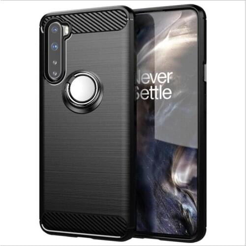For OnePlus Nord Case Luxury Brushed Carbon Fiber Case For One Plus Nord 5G 1+Nord Magnetic Ring Holder Cover Case