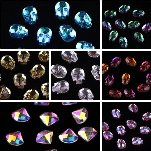 Skull Shape Rhinestones Glue On Rhinestones Applique Decoration For Clothing Strass Rhinestone For Clothes Crystals AB Color F