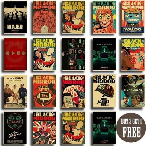 BBC playlet Black Mirror Creative retro poster kraft paper home room decor Art printed painting art vintage poster wall sticker