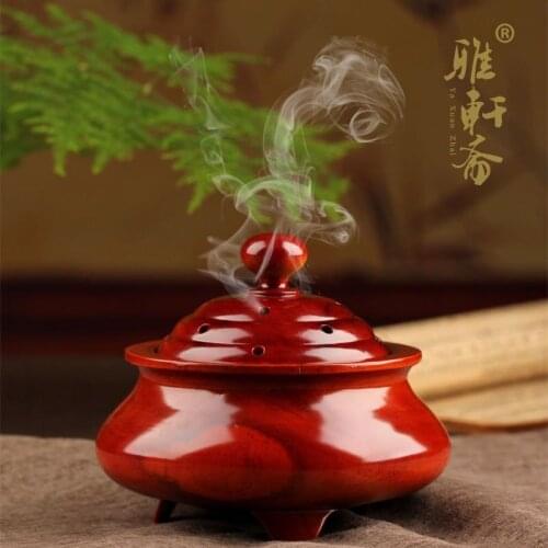 Home decoration Rosewood sandalwood incense burner furnace solid wood tower incense disc box with St. Ch