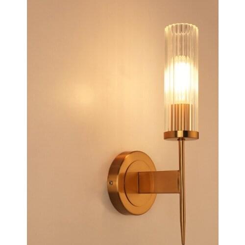 Europe Golden Metal Glass Wall Lamp Living Room Decoration Hotel Bedroom Light Corridor Lighting Bathroom Decor Mirror Light