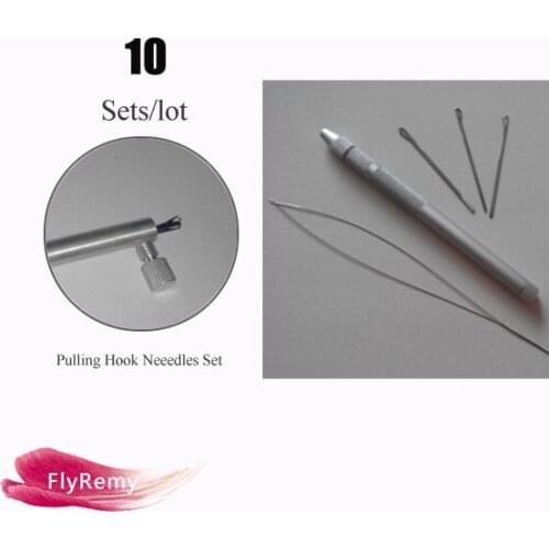 Hair Extension Tools 10 Sets Multifunction Hair Pulling Needle Top Quality Needles And Hooks Set 3 needles + 1Threader