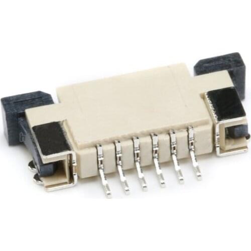 Free shipping 20pc FFC/FPC 6P 1mm Pitch Cable socke Flat Connector top Contact 6PIN