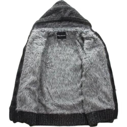 Autumn winter new fashion mens thick warm padded cardigans knitted black gray sweaters knit jackets M L XL 2XL hot sale136