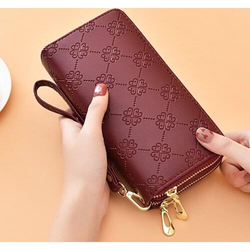 Phone Purses Women Wallets Big Female Purse Leather Brand Casual Monedero Ladies Long Woman Wallets Coin Card Clutch Double Zip