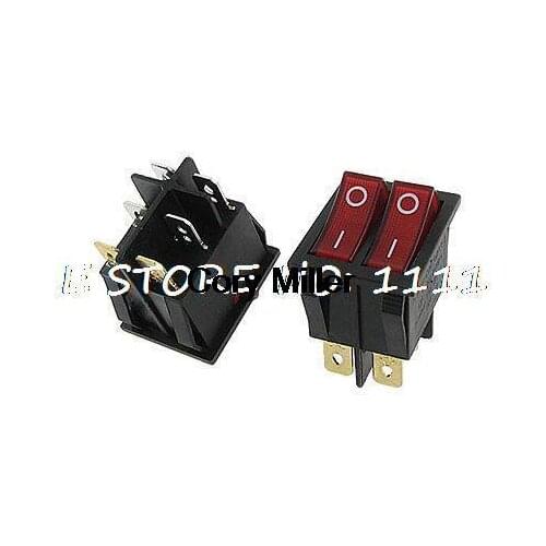 AC 15A/250V 20A/125V Red Light Lamp Double SPST On Off Boat Rocker Switch