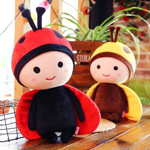 Creative Cartoon Toy Baby plush Toys Cute Ladybug Stuffed Toys Doll Kids Sleeping dolls Birthday New Year Gift Lovers Present
