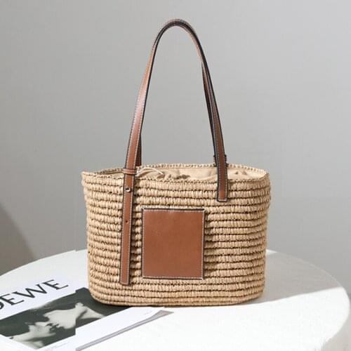 Summer Straw Shoulder Handbag 2021 New Straw Woven Bag Fashion Shoulder Hand Woven Bag Vegetable Basket Bag