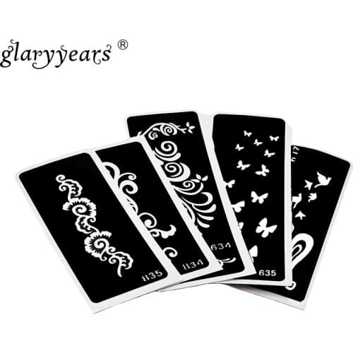 5 Pieces Small Henna Tattoo Stencil Leg Body Art Paint Tribal Totem Design Unisex Paste Drawing Mehndi Tattoo Template Number#01