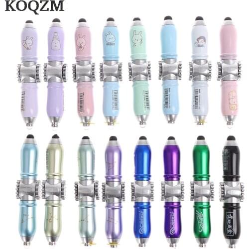 2021 New Multifunctional Fingertip Gyro Pen Rotating Pen Blue Ballpoint Pen LED Luminous Stylus Decompression Pen