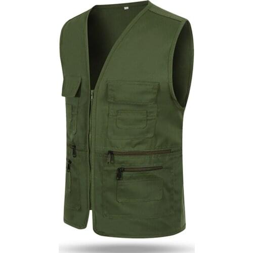 Men Sleeveless Vest Top Casual Multi-Pocket Loose Jacket Coat Outdoor Fishing Photographing Cameraman Waistcoat