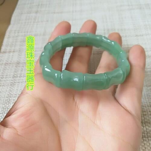 Natural A green jade bracelet bangle jadite jade bamboo beads bracelets for women amber jade jewelry