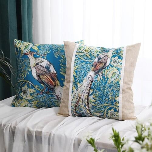 Throw Pillow Cover Animals of Cute Australia Lyrebird Home Decor Square Pillow Case Cushion Cover Blue 45x45cm
