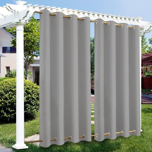 Windproof Outdoor Curtains With On Under Eyelets Wheat,Waterproof Blackout Curtains For Patio Cabana Porch Gazebo Pergola Garden