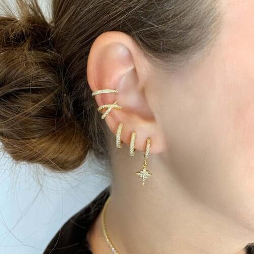 Wholesale Sparking Star Charm Cute Lovely Girl Gift Nice Jewelry Adorable AAA Cz Paved Starburst Chic Fashion Female Earring Hot