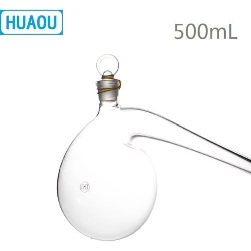 HUAOU 500mL Retort with Ground - in Glass Stopper Borosilicate 3.3 Glass Distillation Distilling Flask Laboratory Chemistry