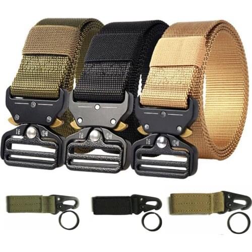 Tactical Military 125cm Waist Belts Men Nylon Outdoor Training Hunting Adjustable Police Metal Buckle Belt Heavy Duty Wide 3.8
