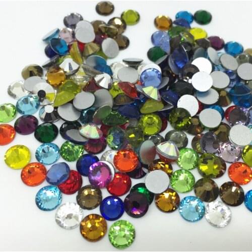 TopStone Mix Colors 1440pcs Non Hotfix Flatback Glass Crystals Gule On Rhinestones for Cloths Nails Art and DIY Decoration