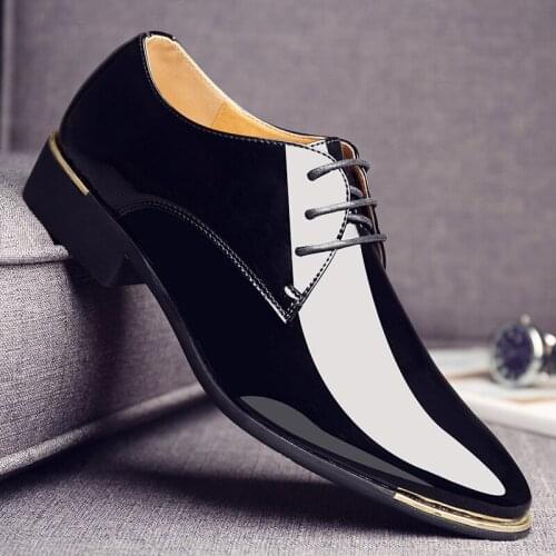 Big sizeluxury Brand Man Pointed Toe Dress shoes Classic Mens Patent Leather Black Wedding Shoes Oxford Formal Shoes tyh7