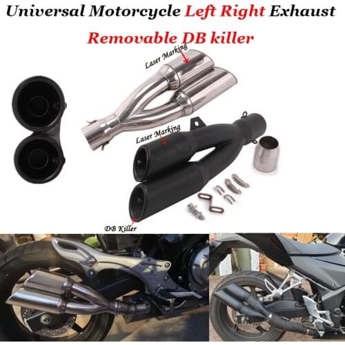 Universal Motorcycle Exhaust Pipe Dual Hole Exhaust Muffler Motorcycle Exhaust Pipe For Z800 S1000rr Nc700 R3 Gw250 Cbr300 RC