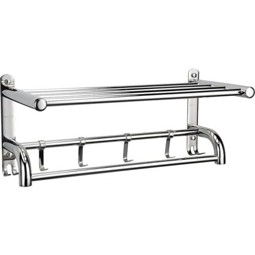 Towel rack stainless steel bath towel rack 304 bathroom hardware pendant bathroom shelf 2-layer toilet towel bar