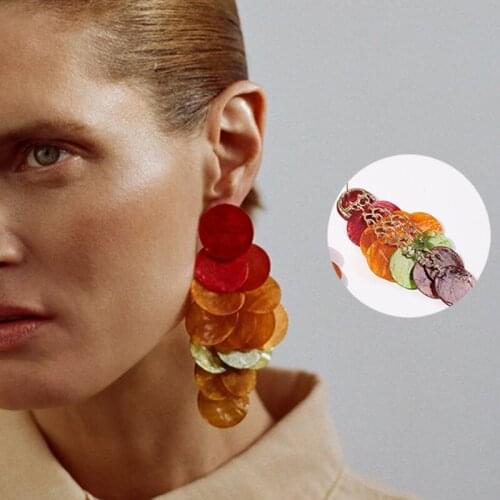 European And American Street Shooting Creative Fashion Multi-Layer Colorful Shell Long Earring Woman