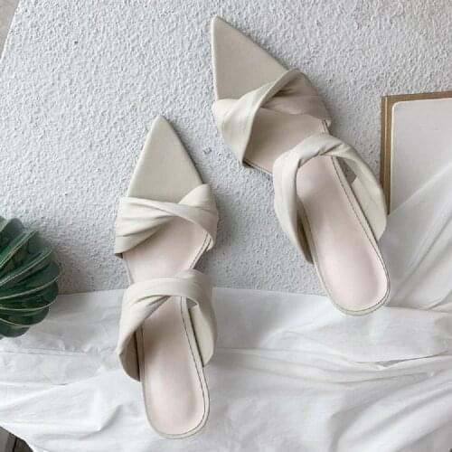 2020 New Summer Womens High Heel Thin Heeled Slippers Open Toe Fashion Outer Wear Slippers