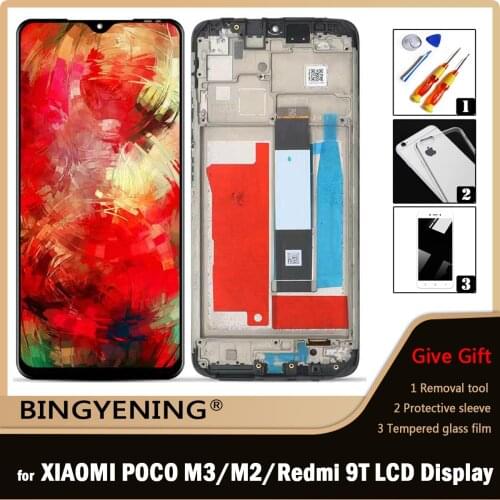 Original For 6.53 inch Xiaomi POCO M3/M2 LCD Display Screen Touch Digitizer Assembly For Redmi 9T J19S M2010J19SG With Frame
