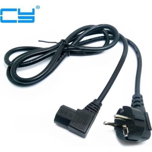 1.5M/5FT C13 IEC Kettle 90 right angle Degree to European 2 pin Round AC EU Plug Power Cable Lead Cord PC 150CM