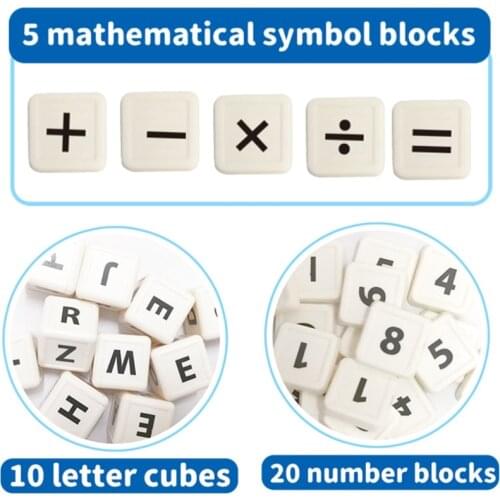 1Set Math Learning Toy Numeric Blocks Developmental Numbers Letters Math Toy Montessori Preschool Educational Card Toy