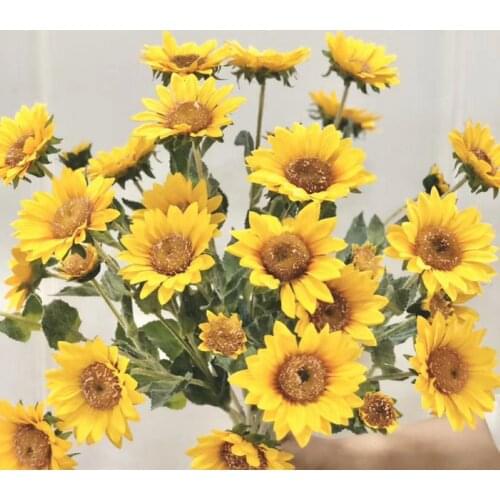 1Pc 50cm 9 Head Artificial Sunflower Bonsai Realistic Silk Flower Faux Sunflower Home Garden Cafe Wedding Holiday Party Decor
