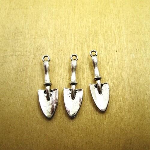 15pcs 9 x 22 mm Trowel Shovel Gardening Tools Pendants Double Sided DIY necklace/ bracelets charms antique silver tone